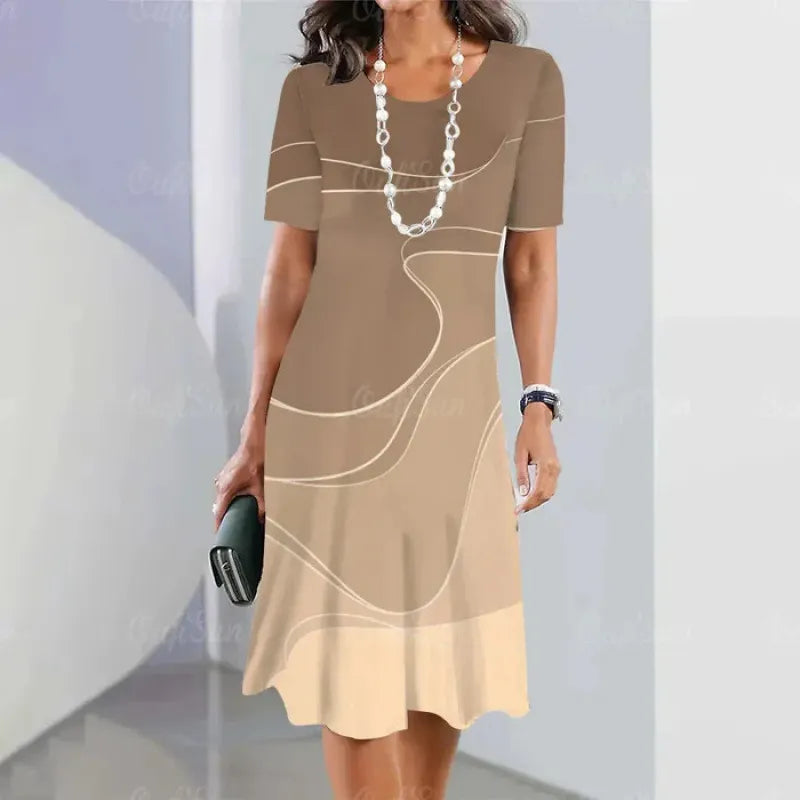 Tarvelle | Women's Printed Midi Dress Short Sleeve - Image 6