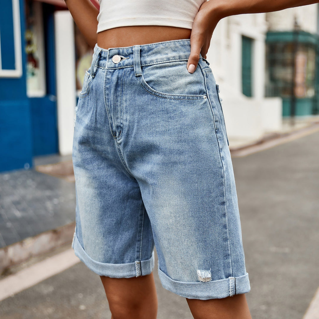 Tarvindra | Women's Denim Shorts Relaxed Fit - Light Blue - Image 1