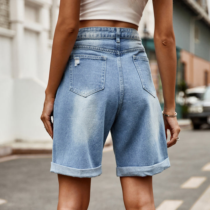 Tarvindra | Women's Denim Shorts Relaxed Fit - Light Blue - Image 3