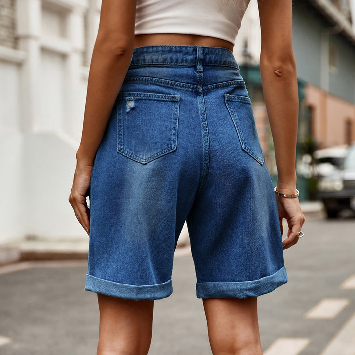 Tarvindra | Women's Denim Shorts Relaxed Fit - Light Blue - Image 5