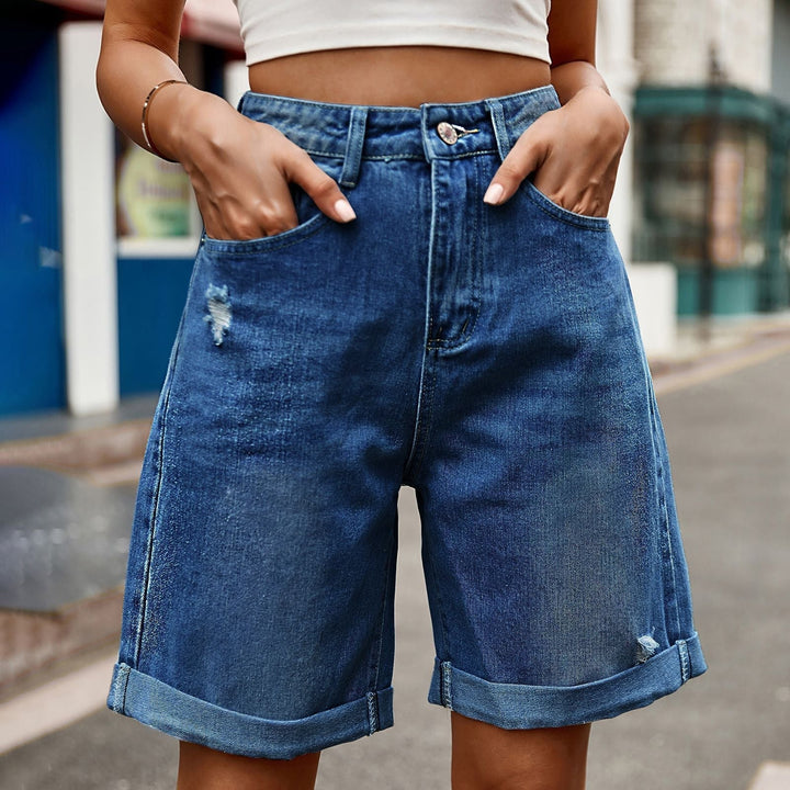Tarvindra | Women's Denim Shorts Relaxed Fit - Light Blue - Image 6