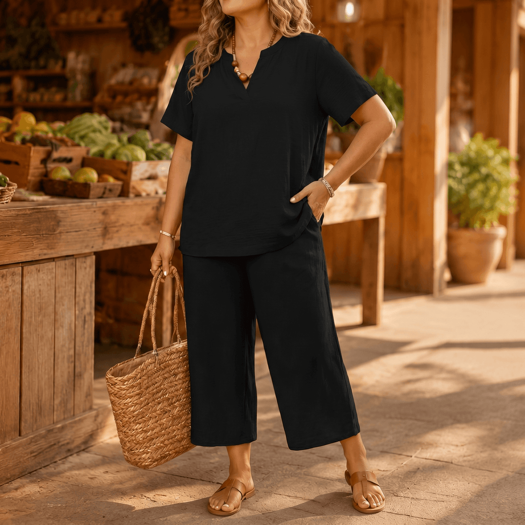 Tavara | Women's Plus Size Relaxed Two-Piece Set - Black - Image 10