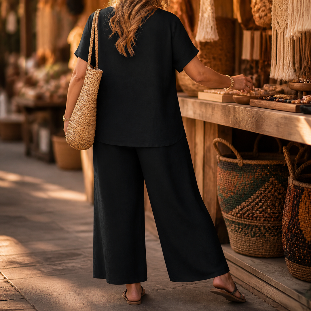 Tavara | Women's Plus Size Relaxed Two-Piece Set - Black - Image 4