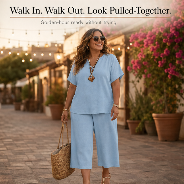 Tavara | Women's Plus Size Relaxed Two-Piece Set - Black - Image 9