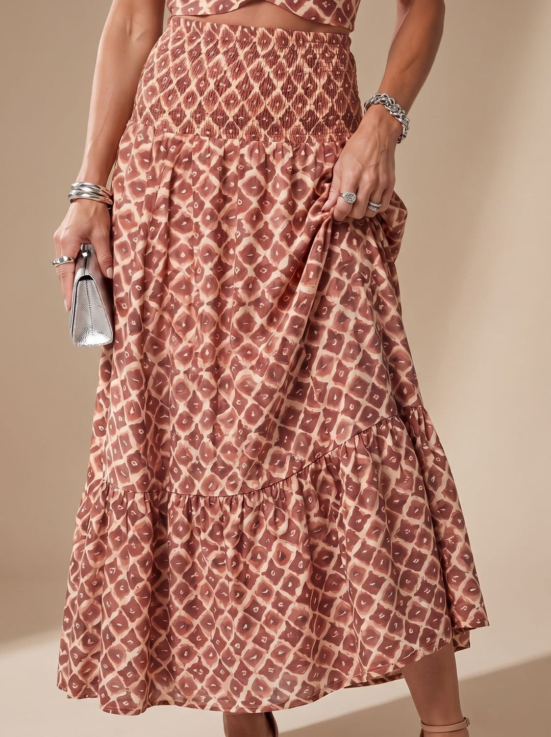 Telvara | Women's Geometric Print Halter Cutout Midi Dress - Image 3