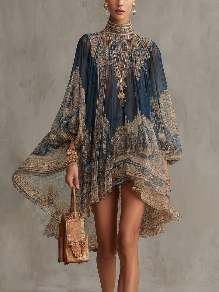 Telvessa | Women's Chiffon High-Neck Mini Dress - Image 1