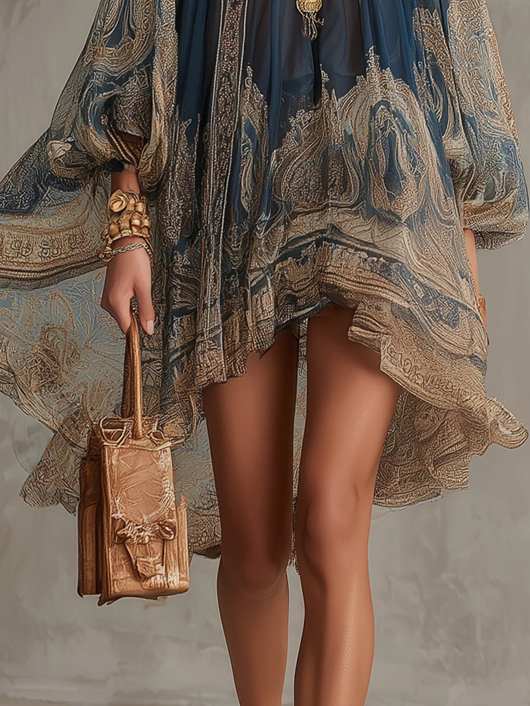 Telvessa | Women's Chiffon High-Neck Mini Dress - Image 3