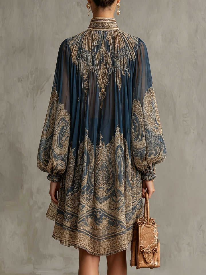 Telvessa | Women's Chiffon High-Neck Mini Dress - Image 5
