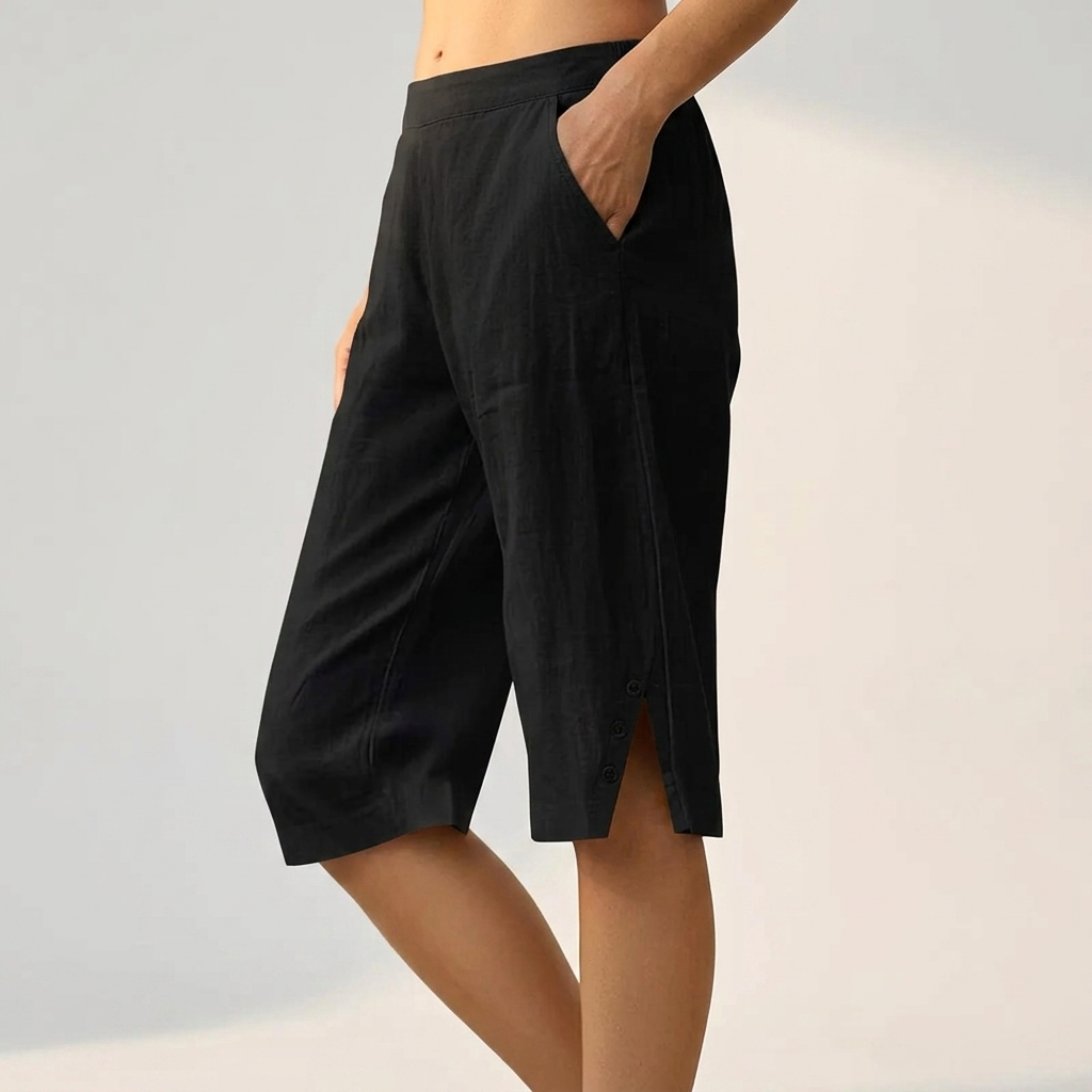 Telvorne | Women's Relaxed Linen Shorts Knee Length - Image 1