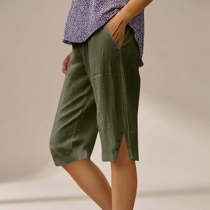 Telvorne | Women's Relaxed Linen Shorts Knee Length - Image 10