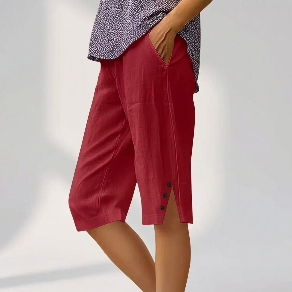 Telvorne | Women's Relaxed Linen Shorts Knee Length - Image 12