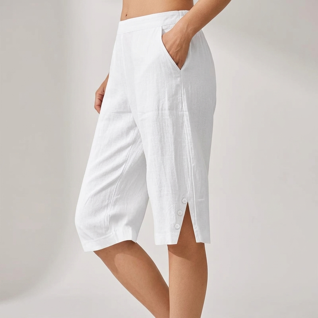 Telvorne | Women's Relaxed Linen Shorts Knee Length - Image 3