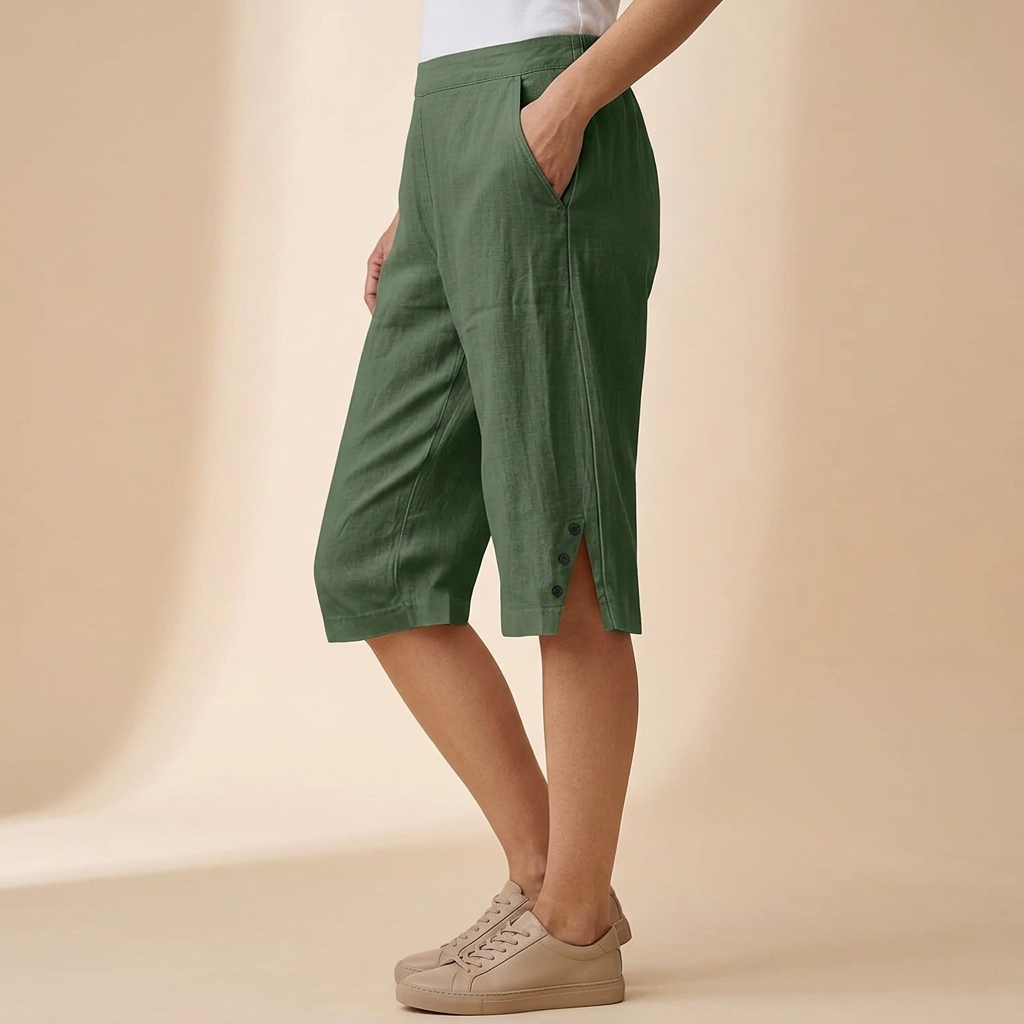 Telvorne | Women's Relaxed Linen Shorts Knee Length - Image 4
