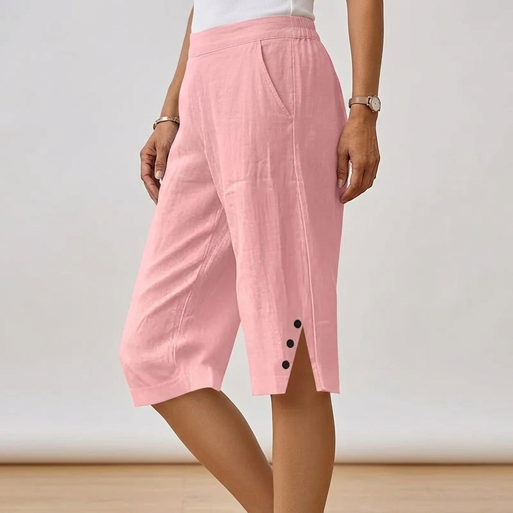 Telvorne | Women's Relaxed Linen Shorts Knee Length - Image 5