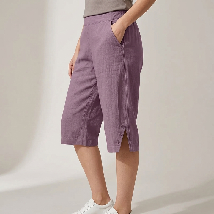 Telvorne | Women's Relaxed Linen Shorts Knee Length - Image 6