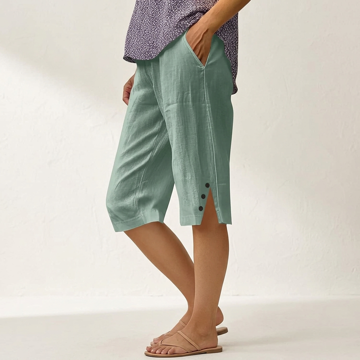 Telvorne | Women's Relaxed Linen Shorts Knee Length - Image 7