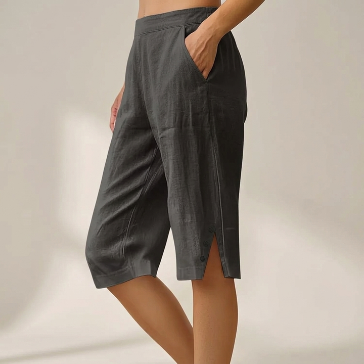 Telvorne | Women's Relaxed Linen Shorts Knee Length - Image 8