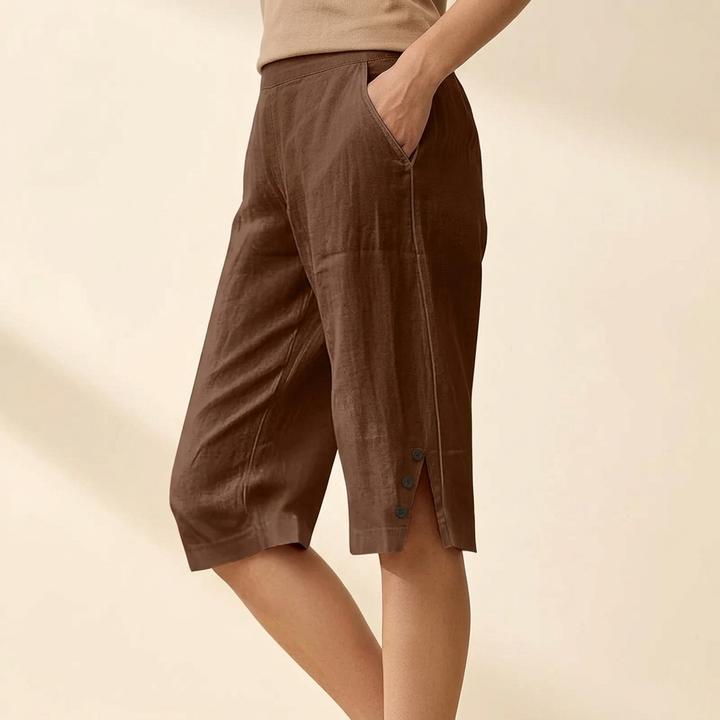 Telvorne | Women's Relaxed Linen Shorts Knee Length - Image 9