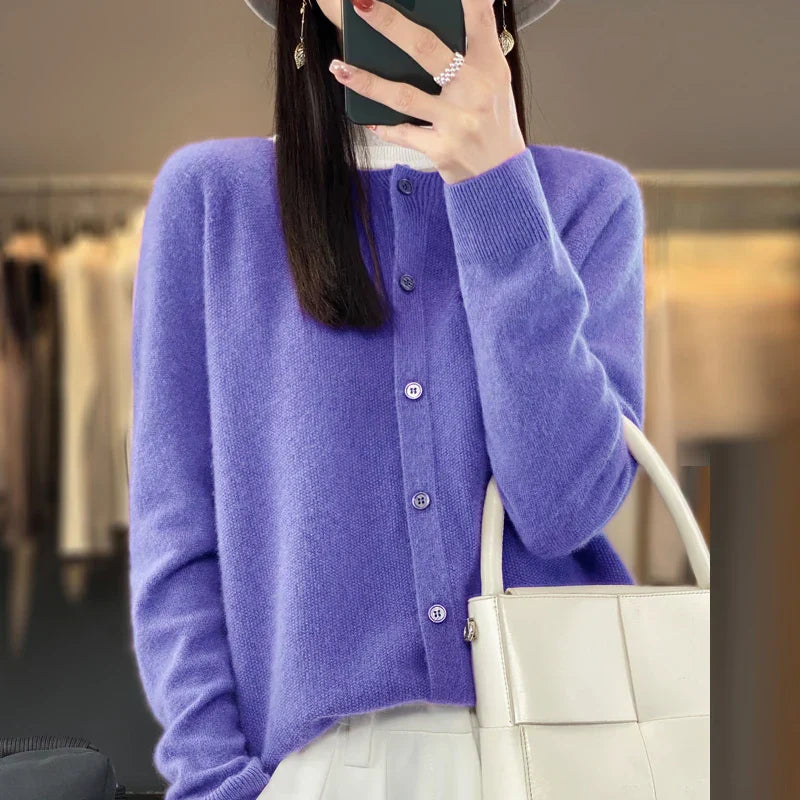 Temperance | Women's Long Sleeve Button Front Cardigan - Purple - Image 1
