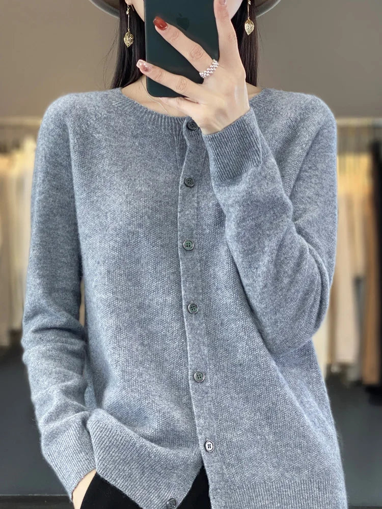 Temperance | Women's Long Sleeve Button Front Cardigan - Purple - Image 2
