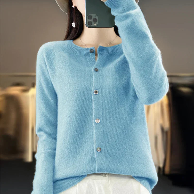 Temperance | Women's Long Sleeve Button Front Cardigan - Purple - Image 6