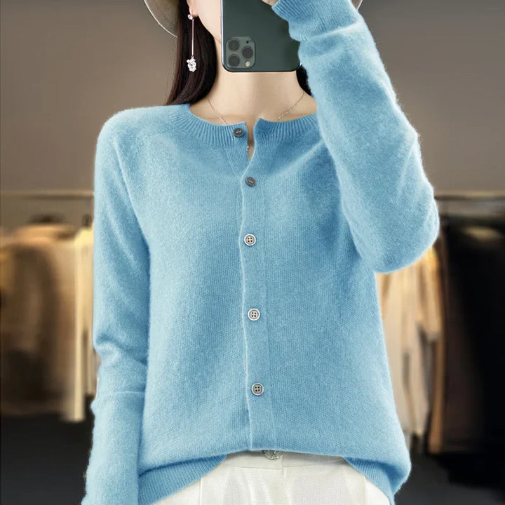 Temperance | Women's Long Sleeve Button Front Cardigan - Purple - Image 6