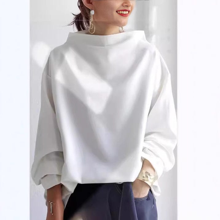 Tessa | Women's Mock Neck Long Sleeve Top - Black - Image 4