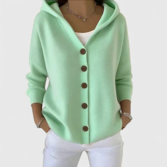 Thalassa | Women's Hooded Button Front Cardigan - Pink - Image 3