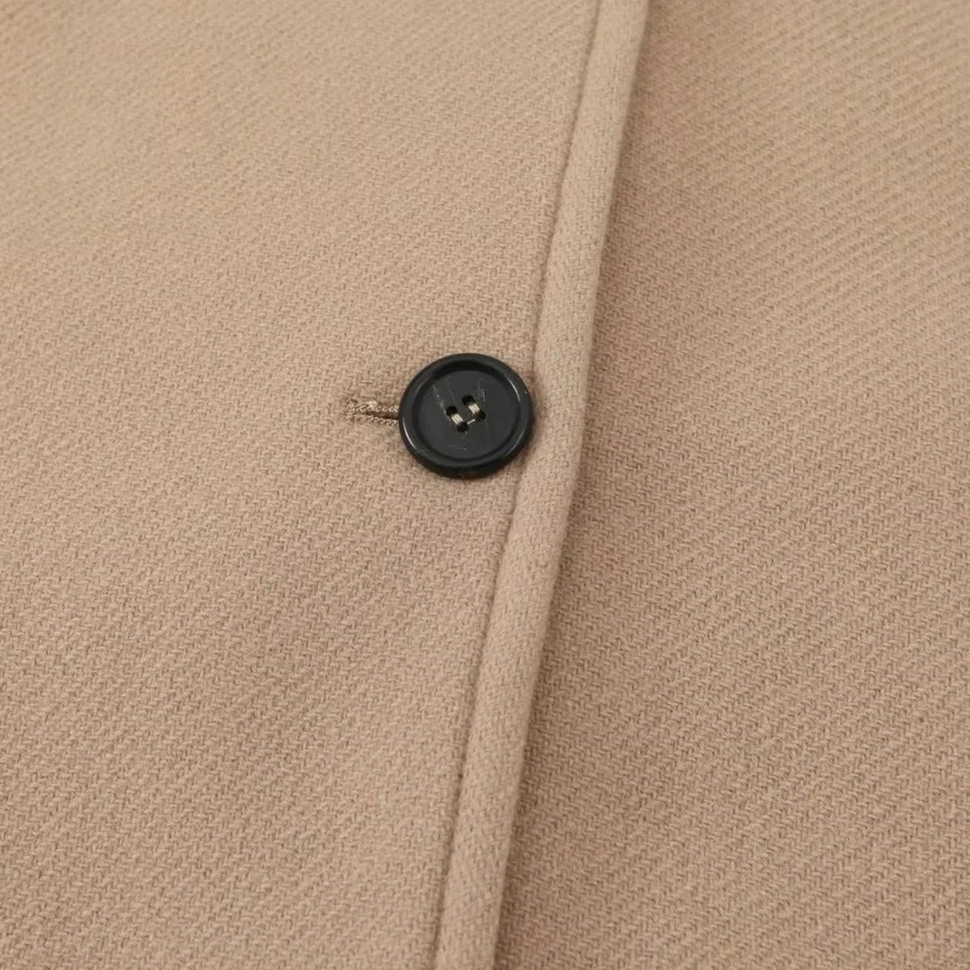 Thalia | Women's Collared Button Front Coat - Beige - Image 5