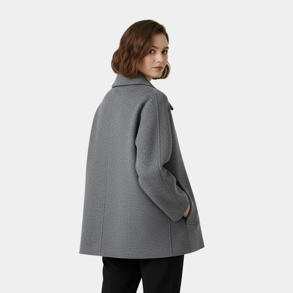 Thalia | Women's Collared Button Front Coat - Beige - Image 8