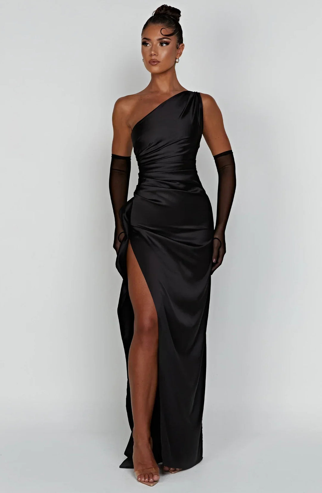 Thalia | Women's One Shoulder Slit Maxi Dress - Red - Image 26