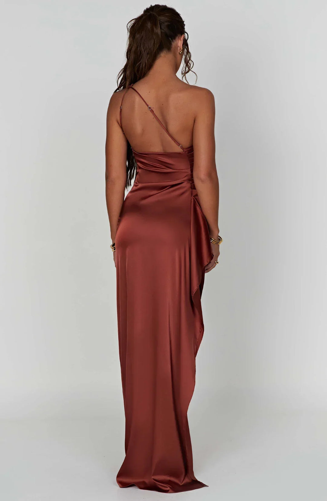 Thalia | Women's One Shoulder Slit Maxi Dress - Red - Image 47