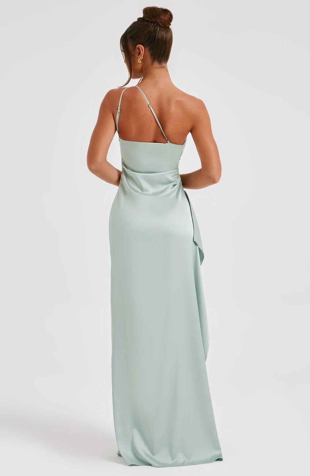 Thalia | Women's One Shoulder Slit Maxi Dress - Red - Image 49