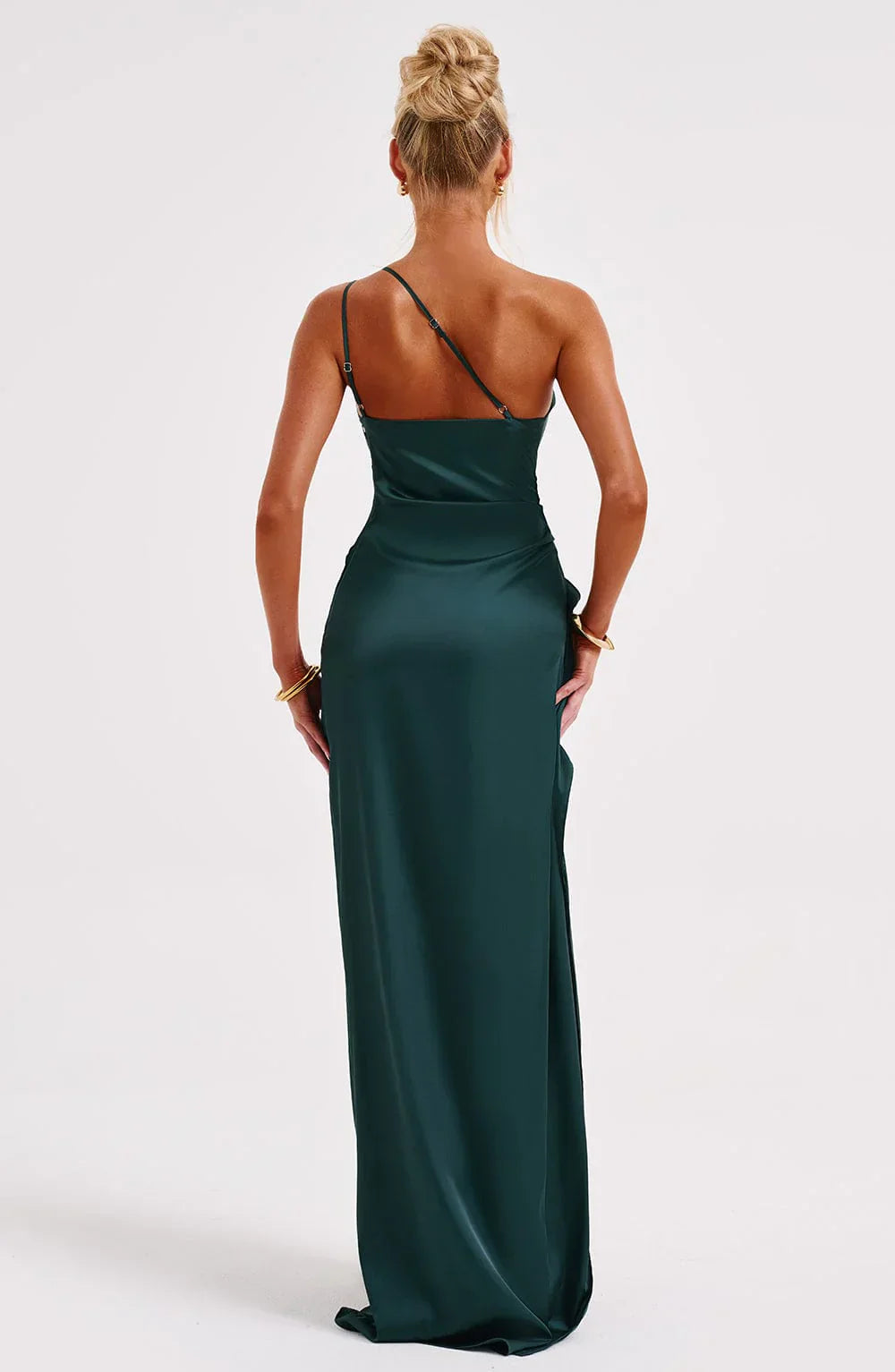 Thalia | Women's One Shoulder Slit Maxi Dress - Red - Image 57