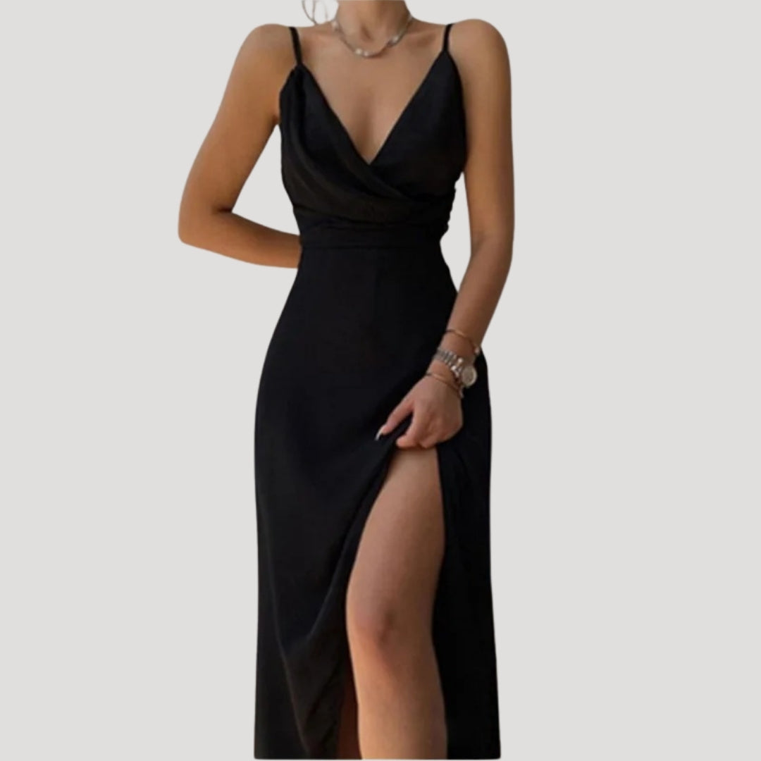 Thalindra | Women's Wedding Guest Maxi Dress with Slit - Red - Image 7