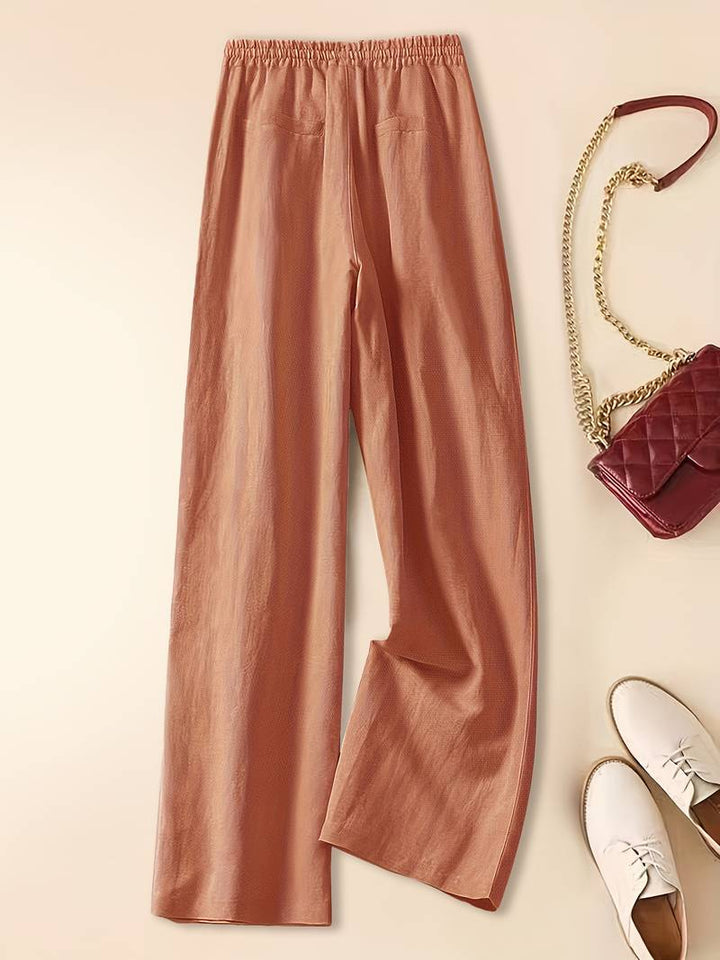 Thalveen | Women's Wide Leg Drawstring Pants - Taupe - Image 7