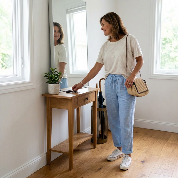 Thalvine | Women's Relaxed Drawstring Summer Pants - Light Blue - Image 5