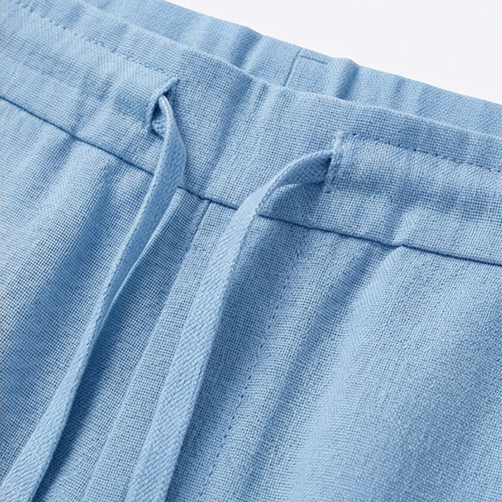 Thalvine | Women's Relaxed Drawstring Summer Pants - Light Blue - Image 7