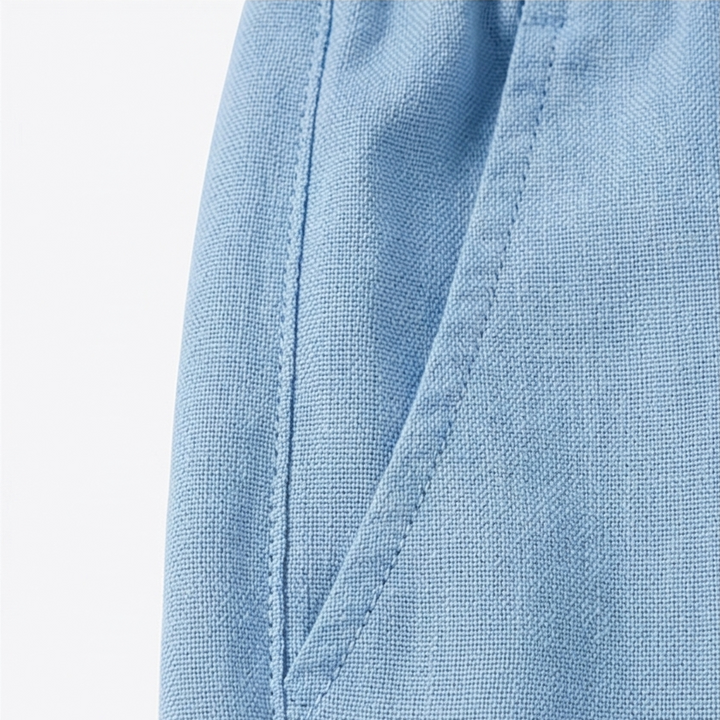 Thalvine | Women's Relaxed Drawstring Summer Pants - Light Blue - Image 8