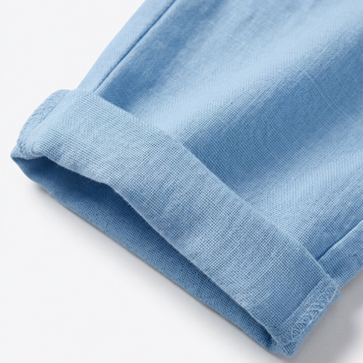 Thalvine | Women's Relaxed Drawstring Summer Pants - Light Blue - Image 9