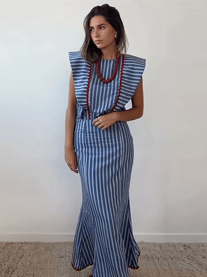 Thalvorne | Women's Summer Maxi Dress Structured Shoulders - Image 1