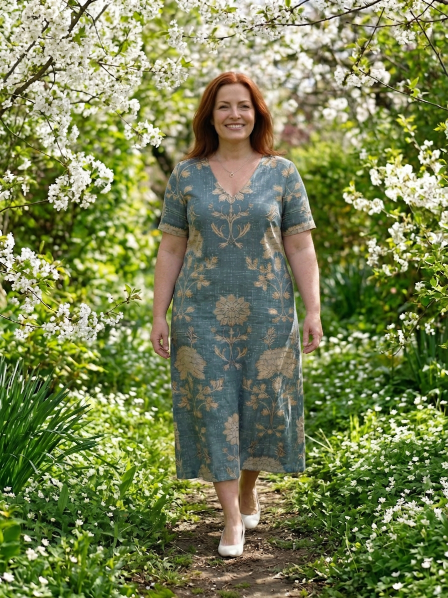Thalwen | Women's Wedding Guest Midi Dress Floral - Teal - Image 4