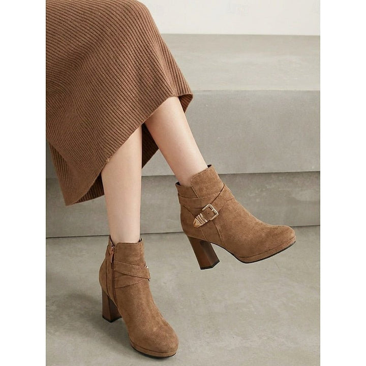 Tharvelle | Women's Block Heel Ankle Boots - Camel - Image 1