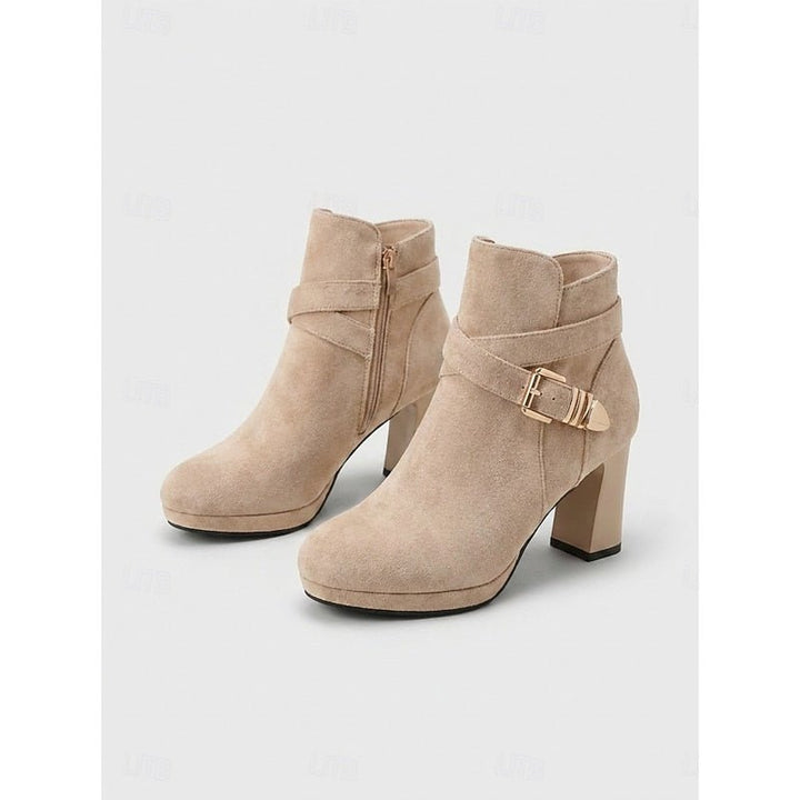 Tharvelle | Women's Block Heel Ankle Boots - Camel - Image 11