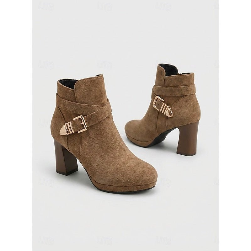 Tharvelle | Women's Block Heel Ankle Boots - Camel - Image 2