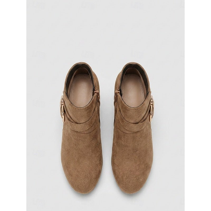 Tharvelle | Women's Block Heel Ankle Boots - Camel - Image 3