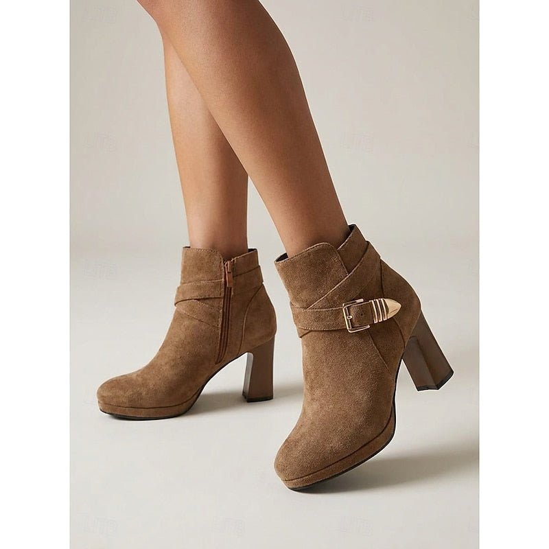 Tharvelle | Women's Block Heel Ankle Boots - Camel - Image 5