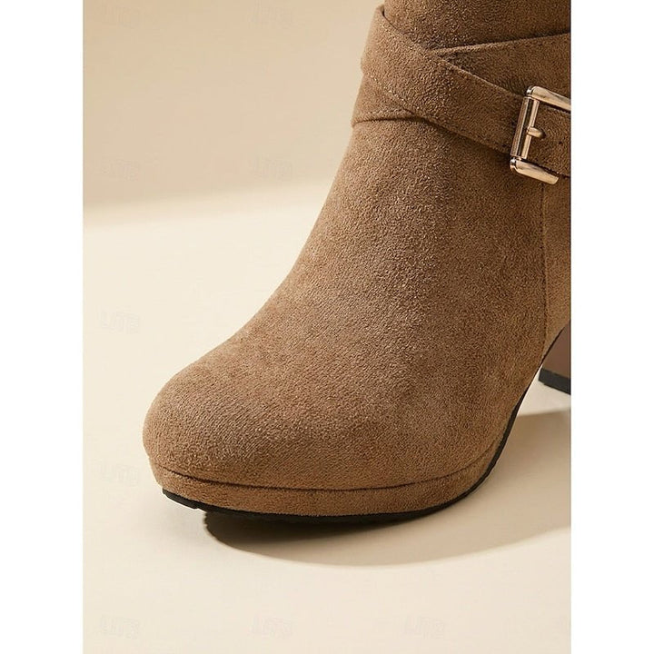 Tharvelle | Women's Block Heel Ankle Boots - Camel - Image 6