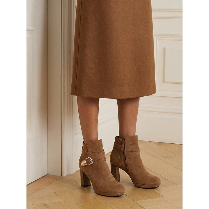 Tharvelle | Women's Block Heel Ankle Boots - Camel - Image 8