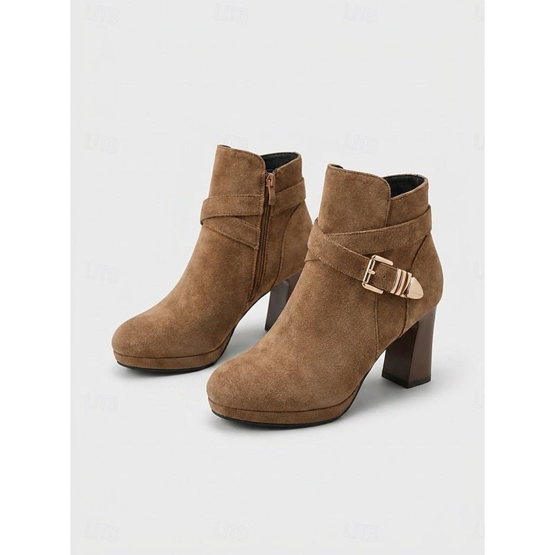 Tharvelle | Women's Block Heel Ankle Boots - Camel - Image 9
